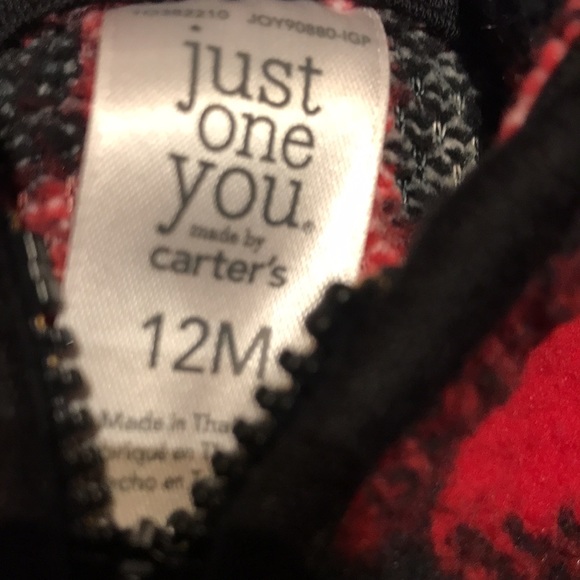 NWT Carters buffalo plaid fleece zip up - Picture 3 of 3